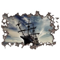 Vinilos 3d agujero pared barco piratas del caribe